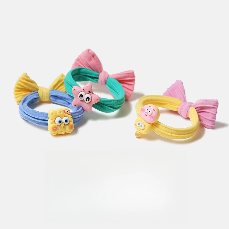 

Lovely Cartoon SpongeBo Patrick Star Hair Ropes Sweet Towel Hair Bands for Teen Girls Ponytail Bun Styling Hair Accessories New