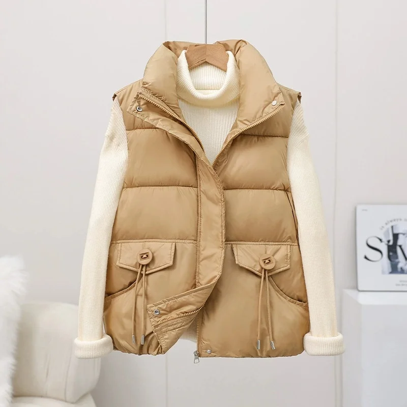 Autumn Winter Warm Waistcoat Ladies Sleeveless Down Cotton Coats Women Outerwear Casual Puffer Vest Jacket Chaleco Mujer