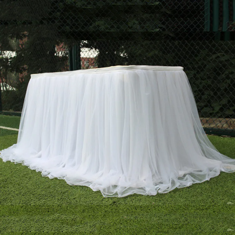 Tulle Table Skirt Solid Color Table Cloth Gauze Table Cover Wedding Birthday Party Table Decoration Snow Gauze Tablecloths