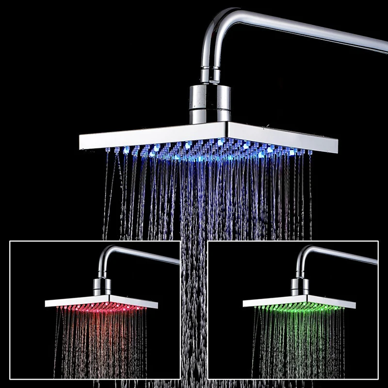 vidric ru   FREE SHIPPING abs led 8" shower head chrome rainfall led changing shower head bathroom accessories chuveiro conduzid