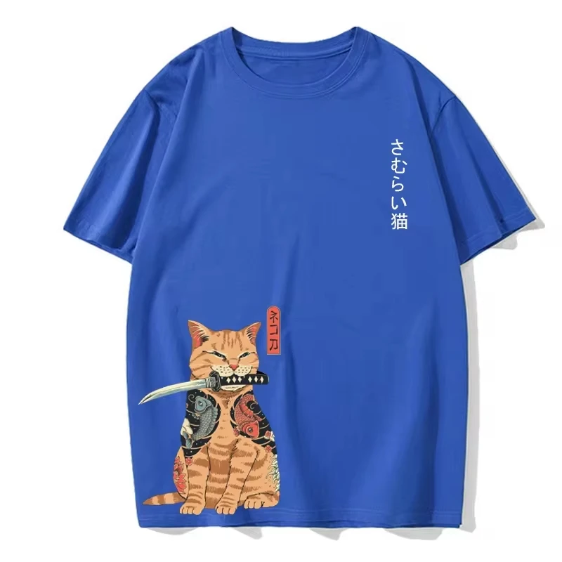 2024 Summer New Oversize Fashion Warrior Cat Printed Tees For Men And Women Street Hip Hop Round Neck Short Sleeve T-shirts