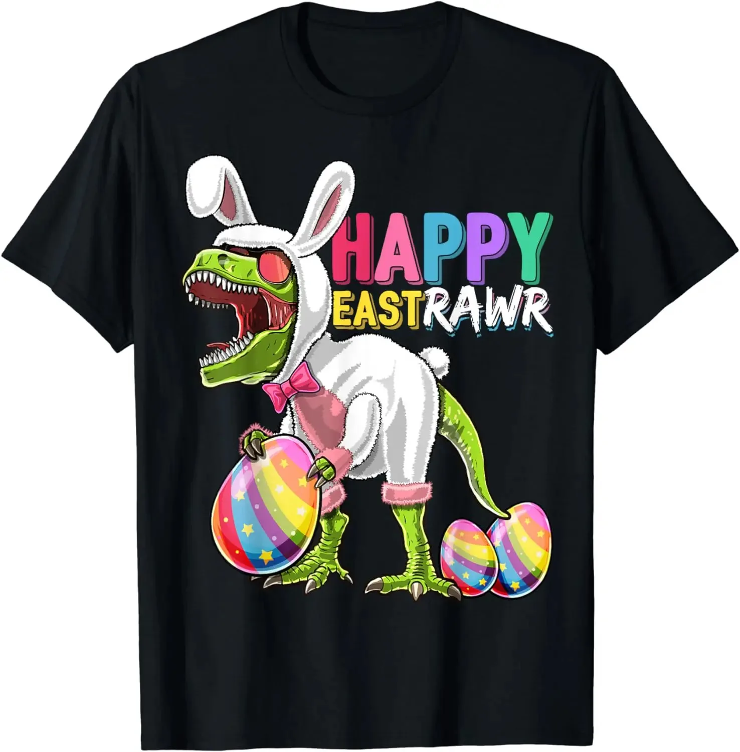 Funny Easter Eggs T-shirt For Men Happy Eastrawr T Rex Dinosaur Easter Bunny Egg Costume Women and Kids Casual oversized Top Tee