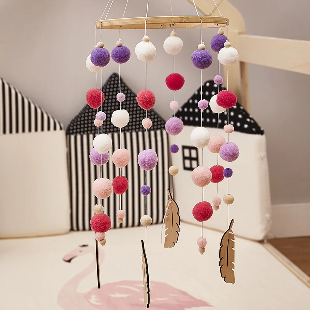 โมบายลมตกแต่งผนัง 1 ชิ้น พร้อมพวงกุญแจขนปุย สไตล์มินิมอล สำหรับตกแต่งบ้าน ห้องนั่งเล่น ห้องนอน หอพัก สไตล์นอร์ดิก