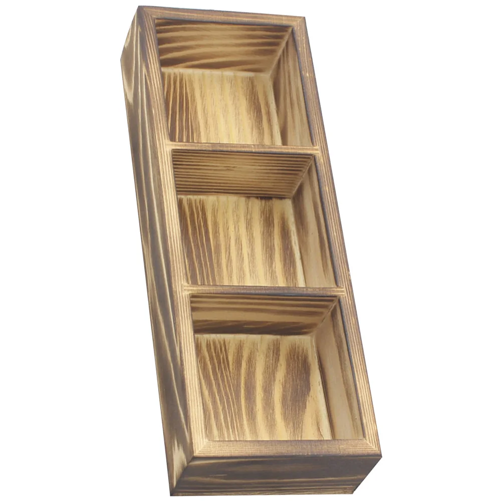Three Compartments Wooden Storage Box Tea Ganizer Kitchen Container For Coffee Packets Sugar Salt Pepper Tea Bag Holder Tea Bag