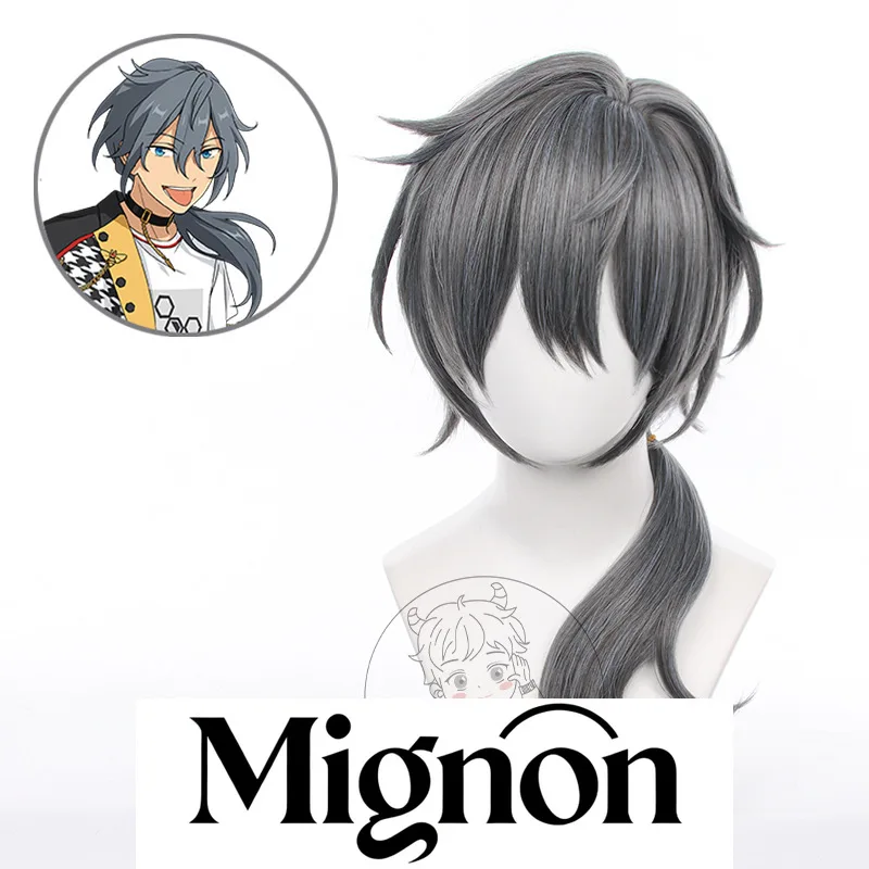 

Синий и серый смешанный парик для косплея для Ensemble Stars Shiina Himori (Crazy: B), предварительно стилизованные волосы средней длины, подарок на Хэллоуин