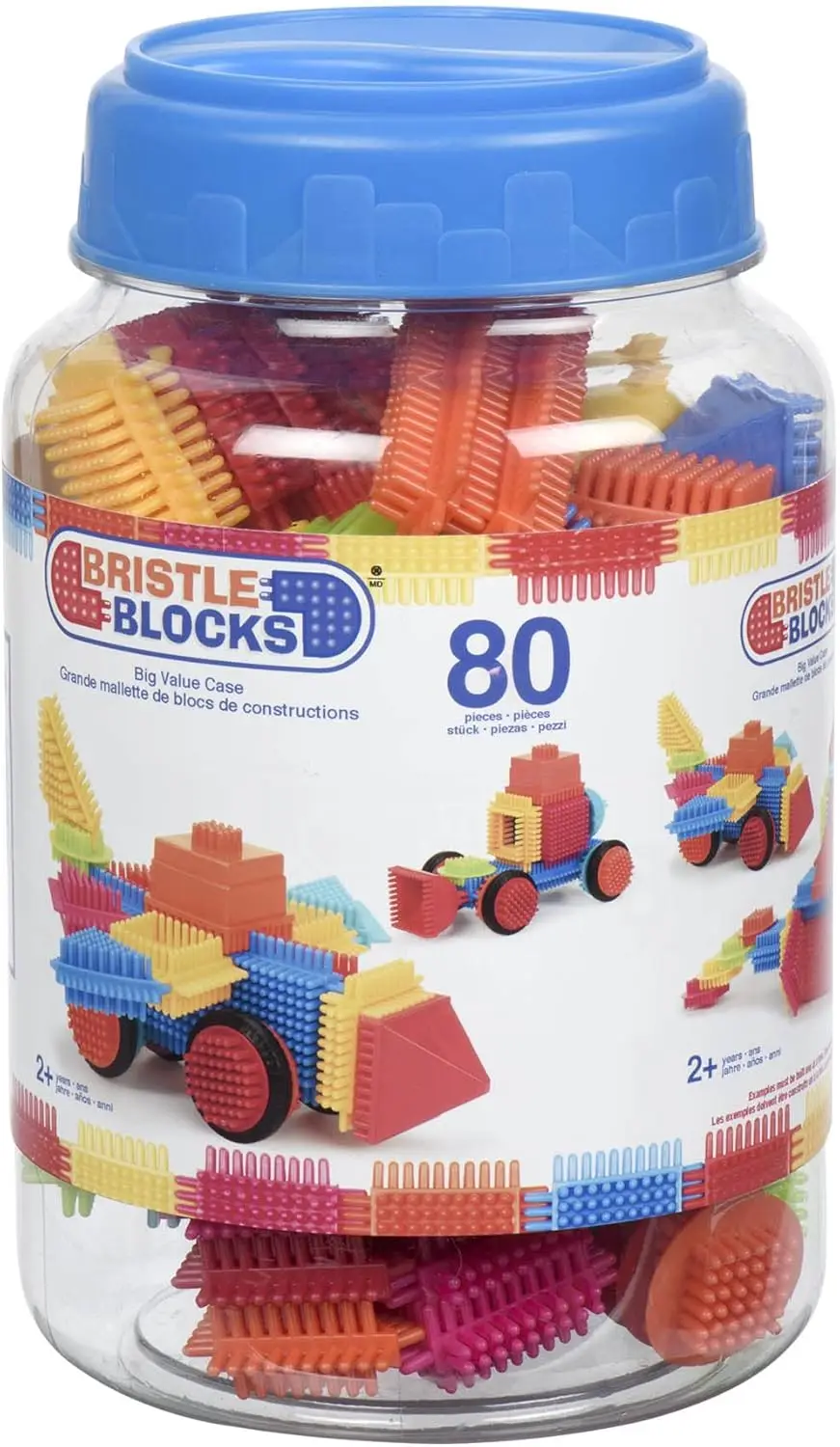 

Bristle Blocks – STEM Interlocking Building Blocks – 80 Pieces Playset – Reusable Storage Bucket – Developmental Toys for Toddle