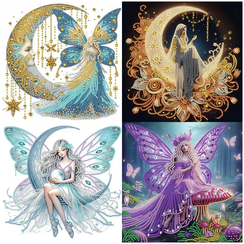 Moon Fairy DIY Diamond Embroidery For Beginners Special Shaped Crystal Diamond Art Painting for Wall Home Decor