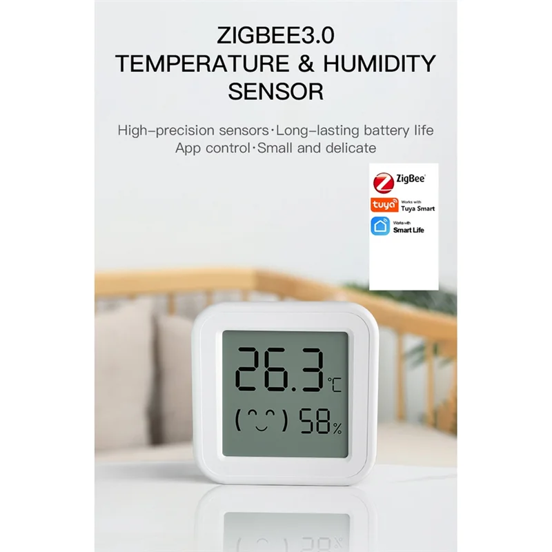

T82C Лидер продаж-Tuya Zigbee датчик температуры и влажности с ЖК-экраном Smart APP монитор удаленно в реальном времени для Alexa/Google Home