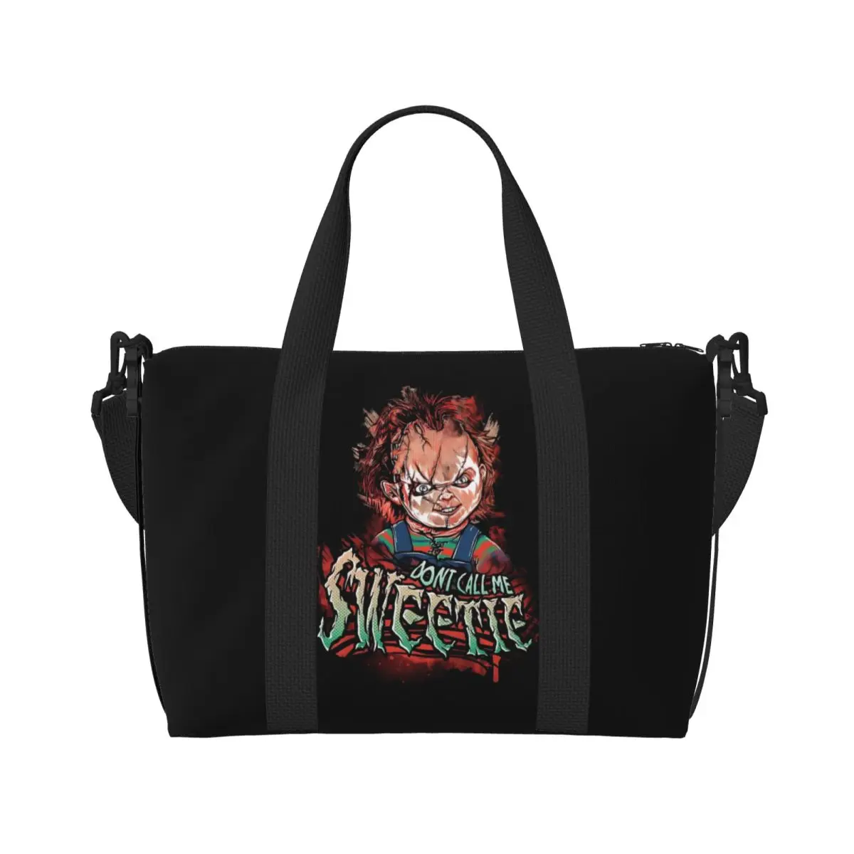 Bolsa tote Chucky personalizada para crianças, bolsa feminina de grande capacidade para filme de terror, praia, academia, bolsa de viagem de ombro