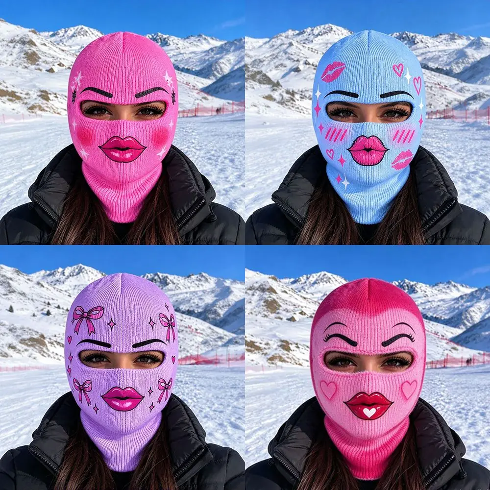 Red Lips Balaclava Ski Mask Windproof Elastic Windproof Neck Gaiter Funny Design Thermal Winter Mask Cover Snowboard Skiing