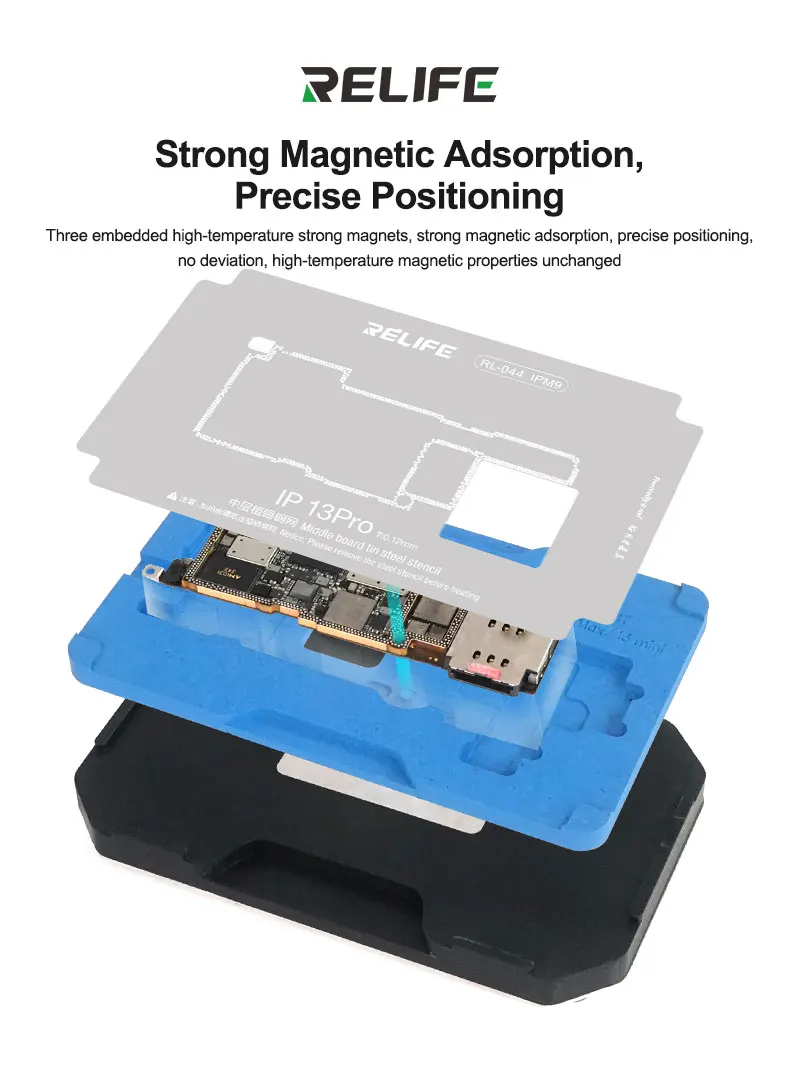 RELIFE RL-601T 25 في 1 iPX ~ 16 سلسلة اللوحة الأم الطبقة الوسطى منصة القصدير النبات مع طقم تصليح الاستنسل BGA ثلاثية الأبعاد