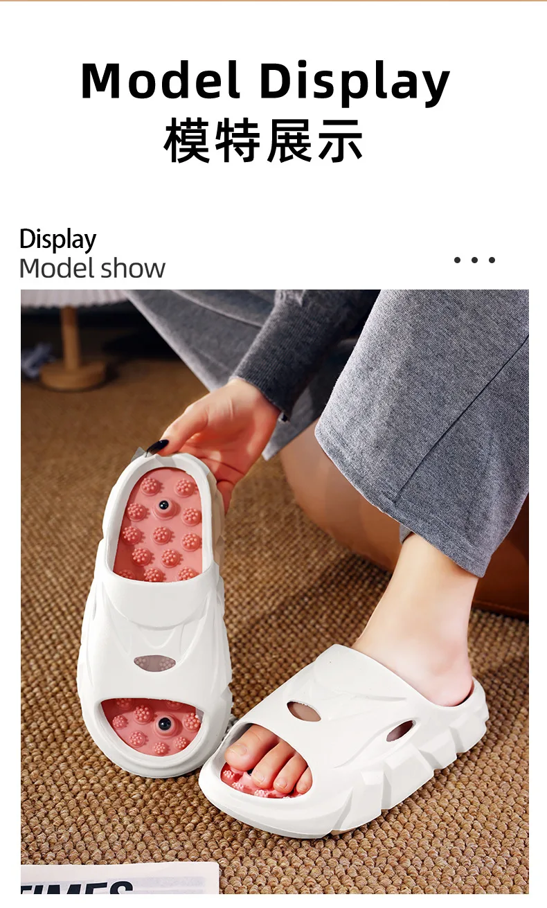 2026 Unisex Fußmassage-Slipper für Damen und Herren, Akupressur-Sandalen mit dicker Sohle und Hohldesign, Reflexzonen-Sandalen – Detail 10