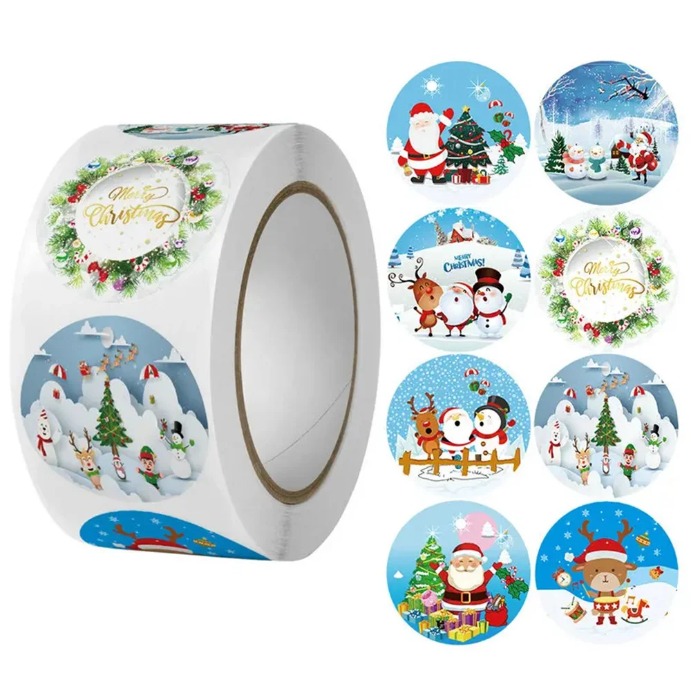

Children's Christmas Gift Label Stickers Merry Christmas Theme Stickers For DIY Gift Baking Package Envelope Decorative 500Pcs