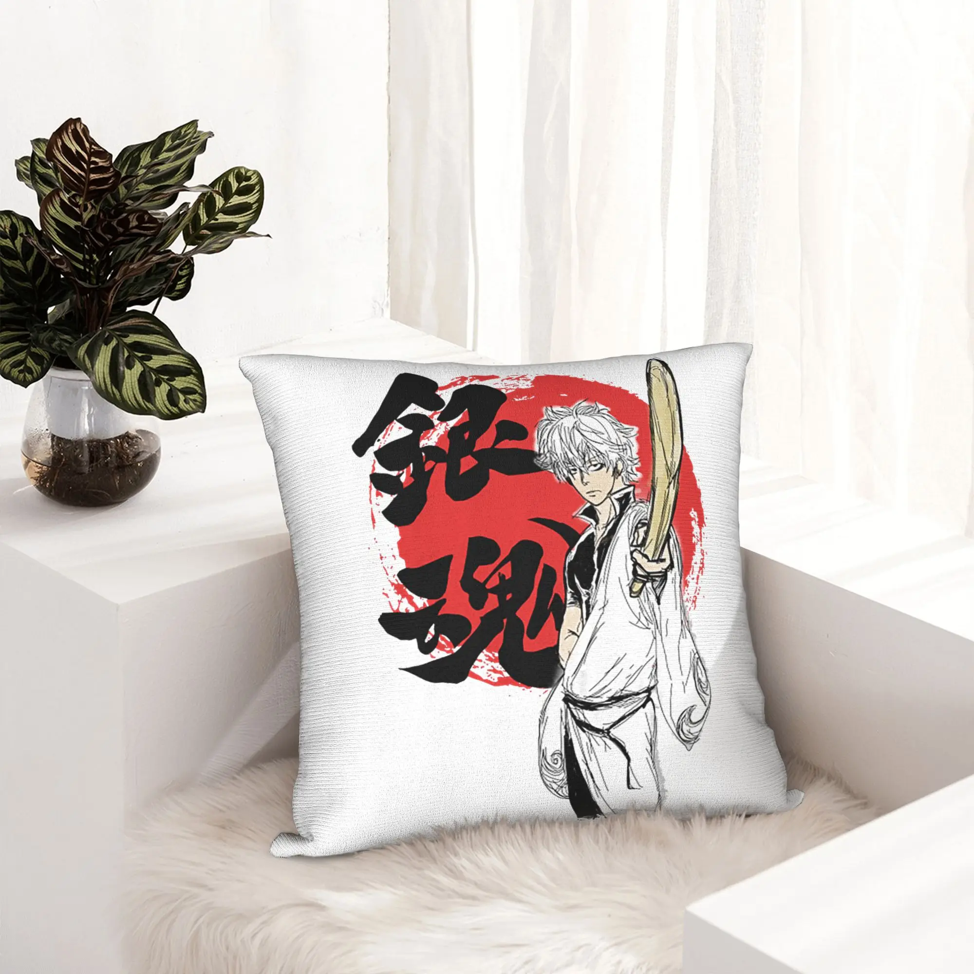 Samurai Gintoki Gintama Pillowcase Printed Cushion Cover Decorations  Katsura Kagura Duck Anime Pillow Case Cover Home Zippered