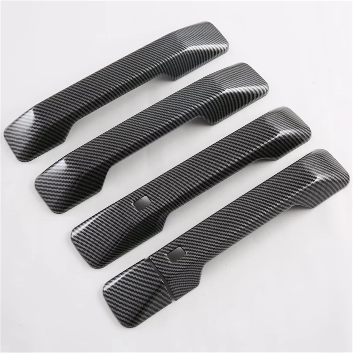 For Hyundai Santa Fe MX5 2024 LHD Carbon Fiber Car Exterior Door Handle Cover Trim Accessories,Press Button