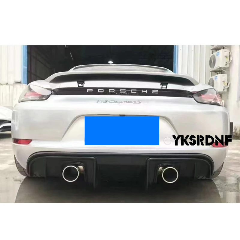 Rear Diffuser Lip Splitters Cover fit for Porsche 718 Cayman Boxster 2016-2022 Real Carbon Fiber Bumper Protector Double out FRP