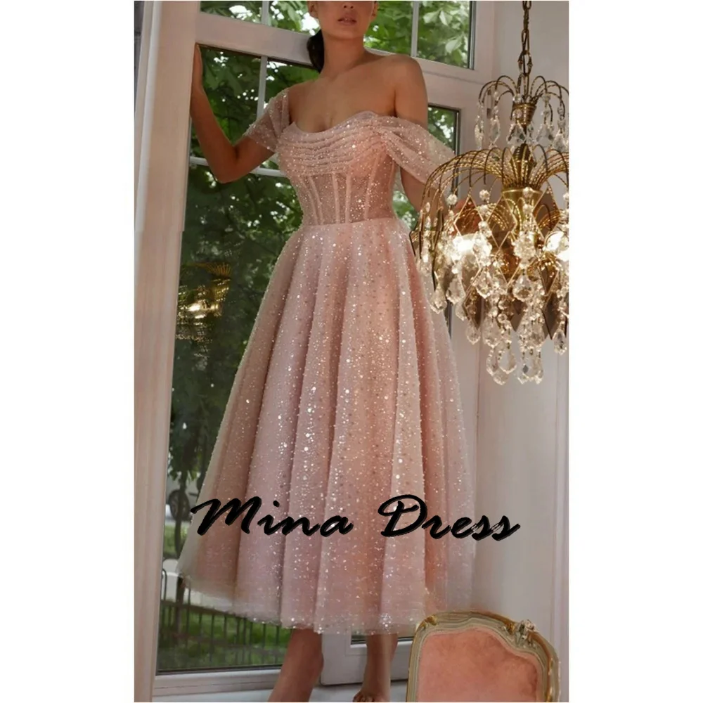 Mina Customized Strapless Graduation Dresses Woman Backless Party Dress for Wedding Guest Dress Women Sequins Evening Gown Prom