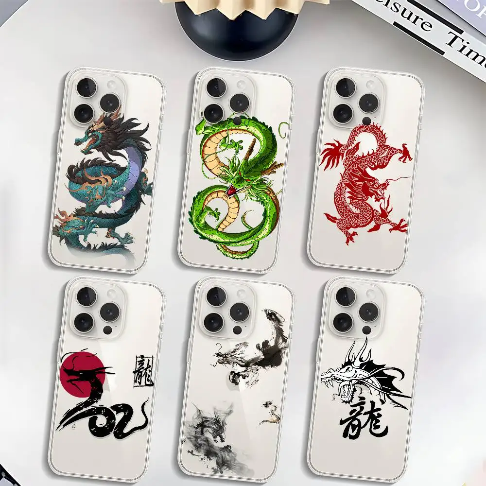 Mode Drachen Tier Muster Telefon Fall Weiche Transparente Fall Für IPhone 17 16 15 14 13 12 11 Pro max Mini Plus Abdeckung Fall