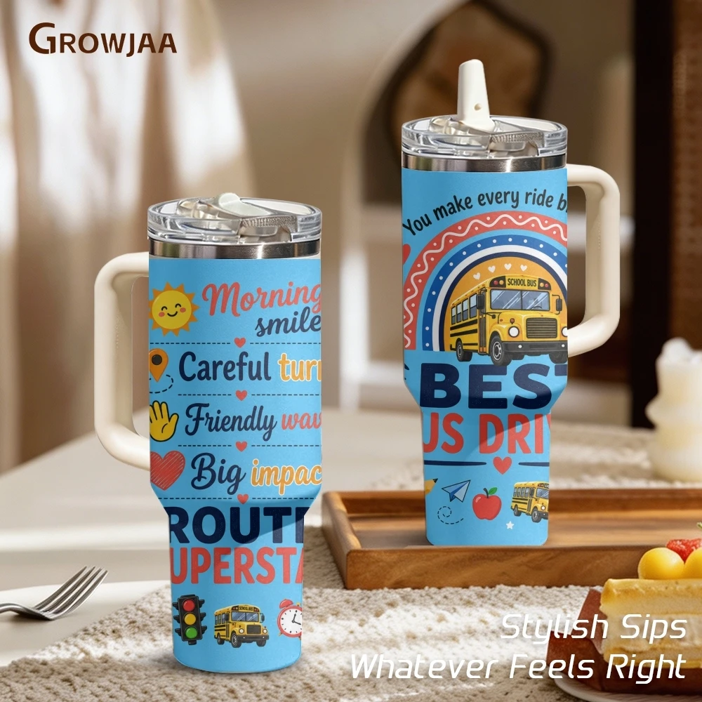 Best School Bus Driver Ever Vacuum Flasks 40oz 3rd Gen Vacuum Insulated Stainless Steel Tumbler Cup With Handle Straw Lid