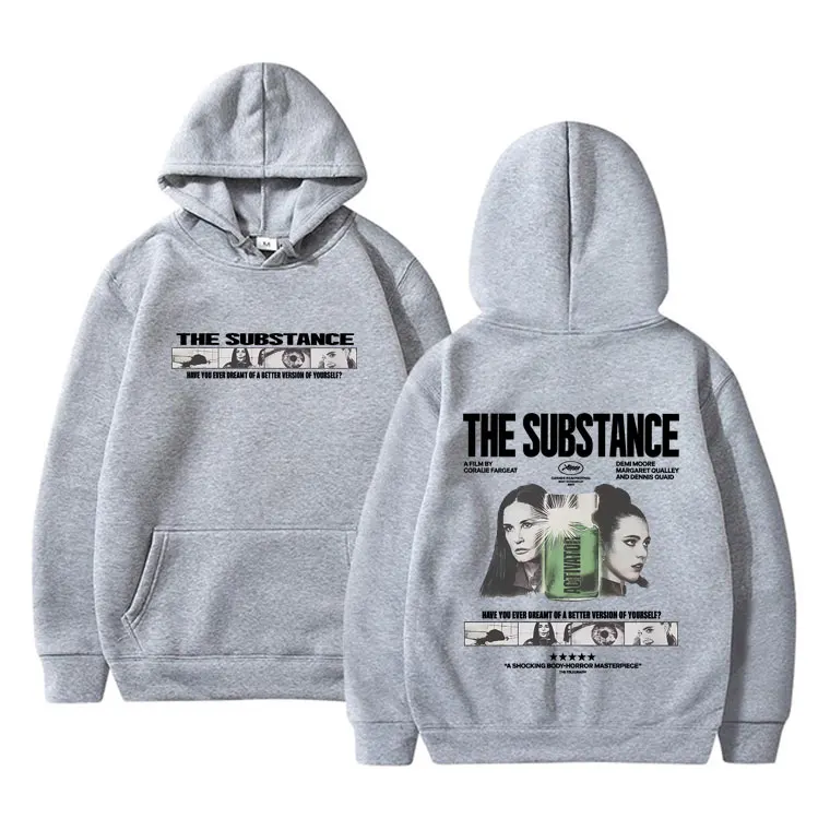 เสื้อฮู้ดพิมพ์ลายกราฟิกจากภาพยนตร์สยองขวัญ The Substance แฟชั่นสตรีทแวร์สำหรับผู้ชายและผู้หญิง สไตล์ลำลอง ผ้าฟลีซคอตตอนทรงโอเวอร์ไซส์