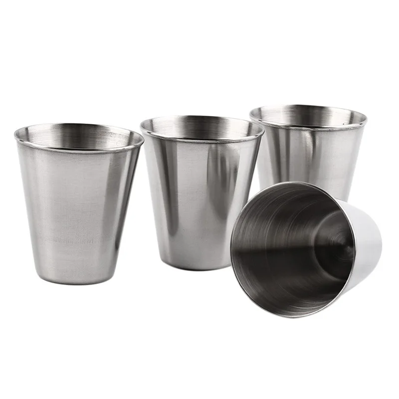 

Polished 70ML Mini Stainless Steel Shot Glass Cup Drinking Wine Glasses With Leather Cover Bag Whisky Wine Portable Set