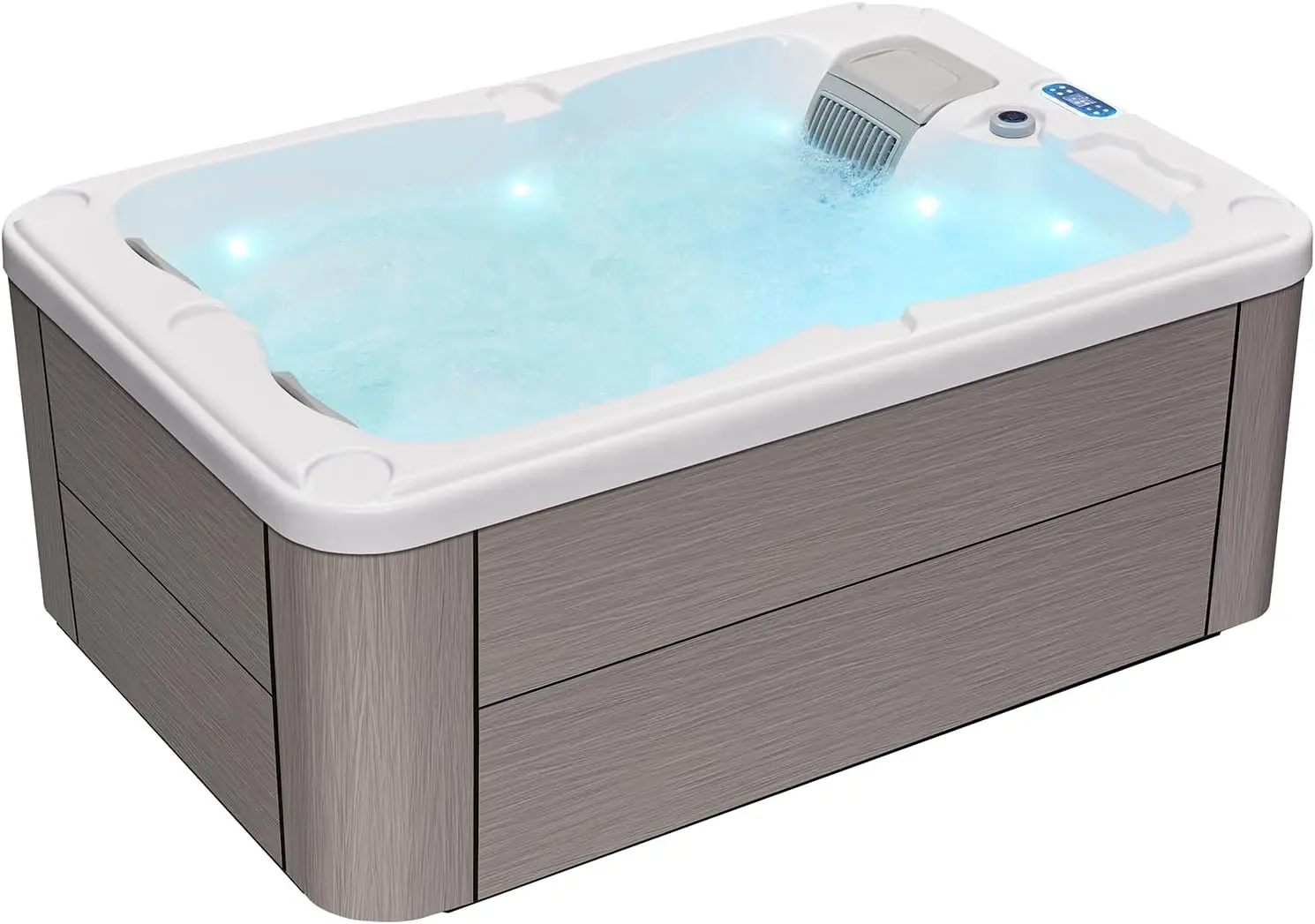 Hot Tub, 2 Person Indoor Outdoor Hot Tub Spa, Outdoor Spa 110V, 22 Jets, Led Lighting, Headrests, Outdoor Spa 79