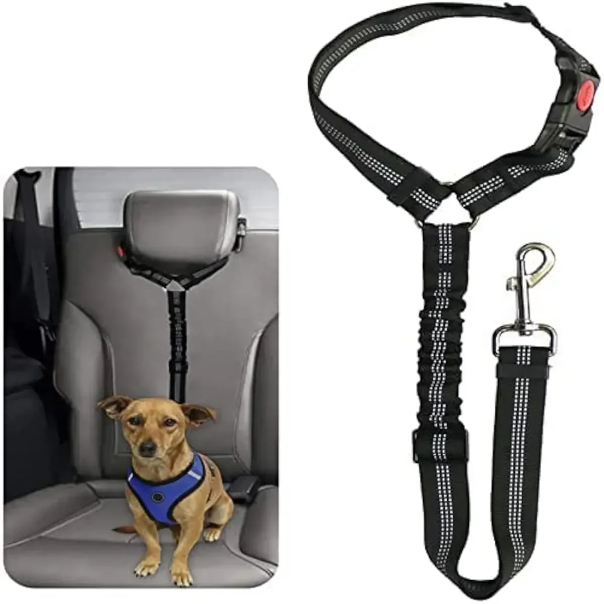 Two-in-one Pet Dog Seat Belts Nylon Buffer Elastic Lead Leash Backseat Safety Belt Adjustable Dog Harness Collar Pet Accessories