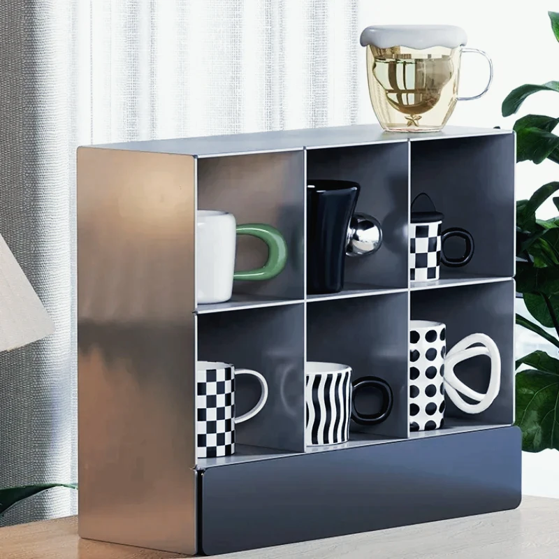 

Stainless Steel Coffee Cup Display Rack Luxury Bathroom Shelf Household Bedroom Cosmetic Organizer Perfume Storage Stand