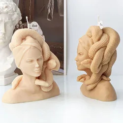 Large Medusa Head Statue Candle Silicone Mold 3D Snake Woman Portrait Plaster Candle Mould Chocolate Baking Tool Home Decor Gift