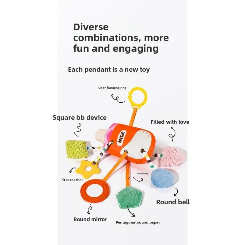 Juguete para bebé, cuna móvil y sonajero para cochecito con mordedor con cuerda para recién nacidos y bebés de 0 a 6 años o más