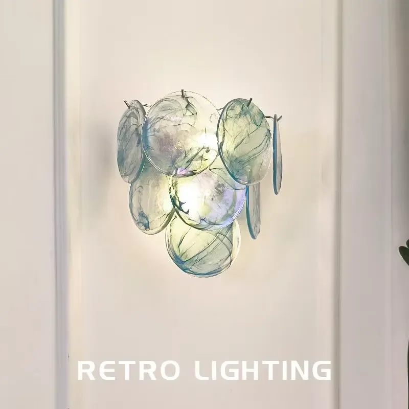 French entry luxury retro European and American style design bedroom bedside wall lamp stained glass wall lamp