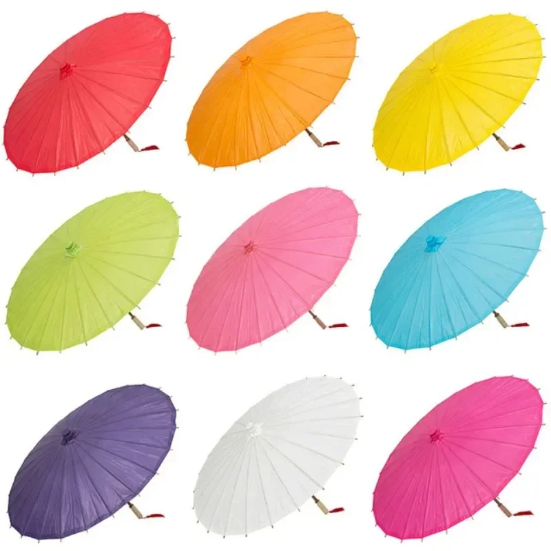 Colored Paper Umbrella China Traditional Dance Color Parasol Umbrella Outdoor Wedding Party Decor Handmade DIY Painting Material