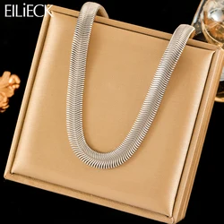 EILIECK 316L Stainless Steel Silver Color Flat Snake Bone Chain Necklace For Women New Fashion Neck Chain Jewelry Holiday Gifts