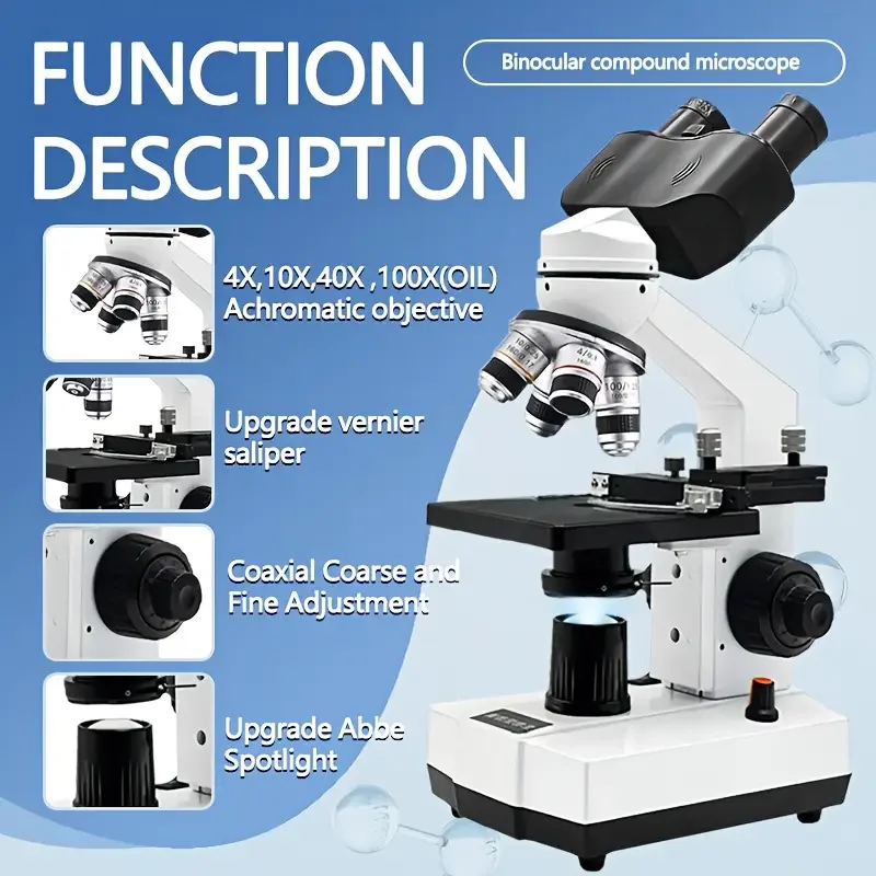Adults Binocular Microscope 40X‑5000X HD Inspection Laboratory Optical Microscope Tool Set For Schools & Home & Scientific Resea