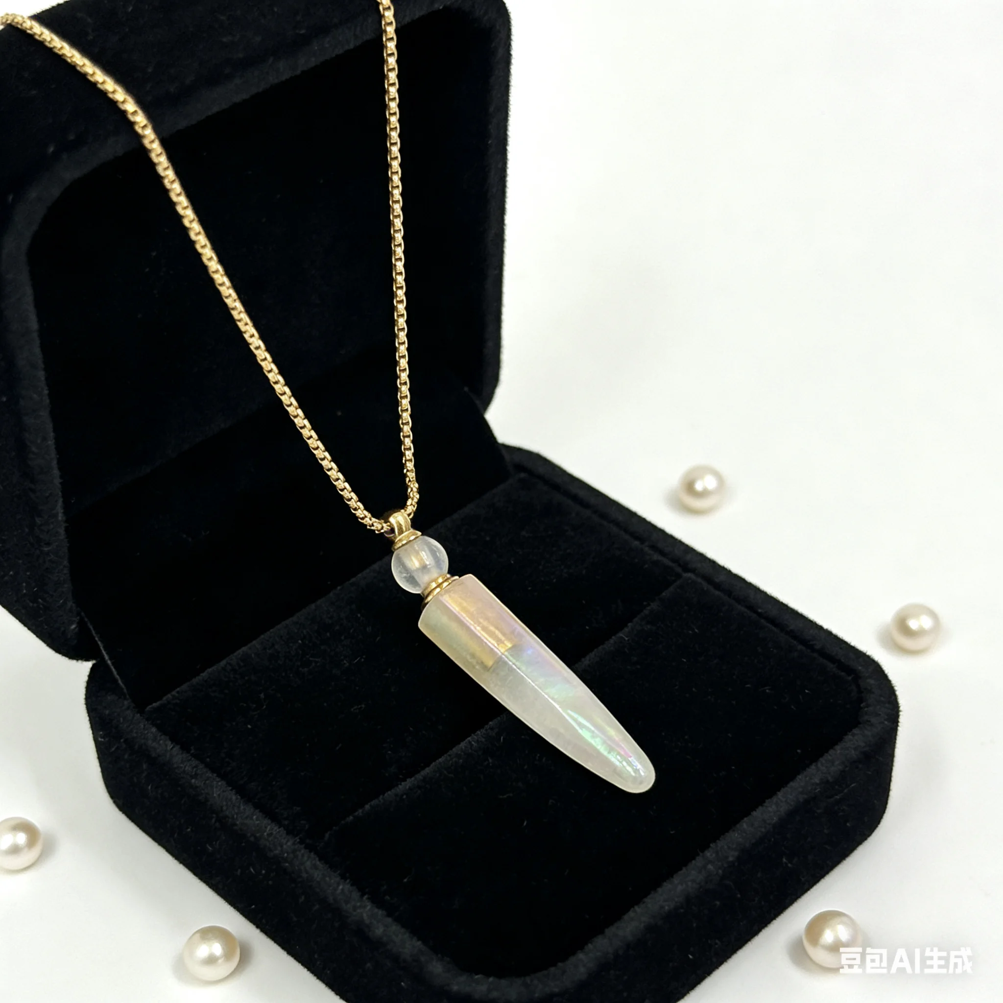 WT-N1258 Trendy Lady Practical Attractive Necklace Perfume Bottle Aura Stone Pendant Gold Chain Gift Procurement