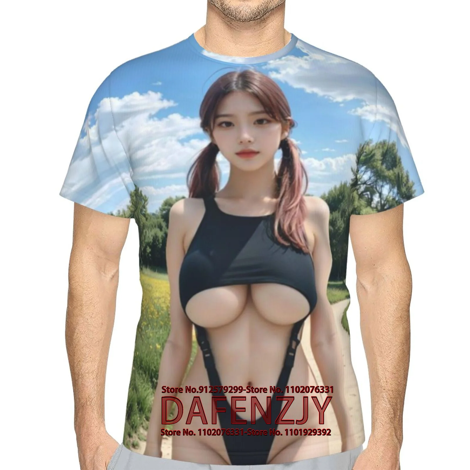 Summer T Shirt For Men Sexy Asian Beauty Graphics 3D Print Fashion Short Sleeve T-shirt Men\'s Casual T-shirts Streetwear