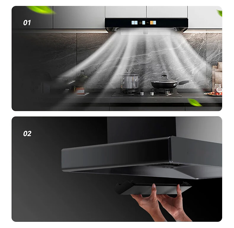 청소하기 쉬운 900mm 지능형 벽걸이형 스타일 레인지 후드 상업용 맞춤형 스테인레스 스틸 추출기 후드