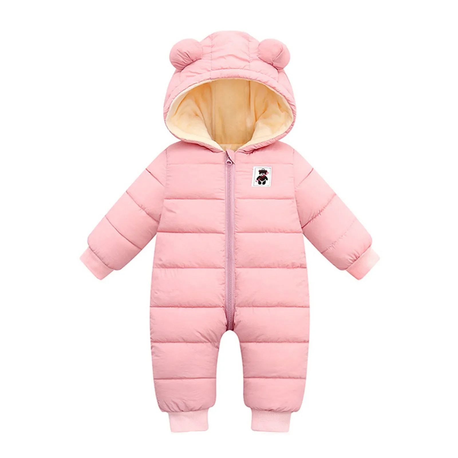 Children\'s Winter Overall Baby Girls Boys Romper Warm Hooded Snowsuit Windproof Jumpsuit Coat Padded Outwear Warm Clothes 0-18M