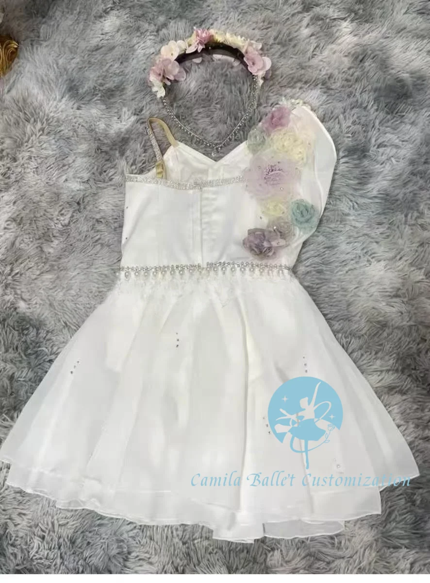 La última falda corta de tul de gasa para actuación de competición PDE de ballet de Cupido blanco a medida para adultos y niños