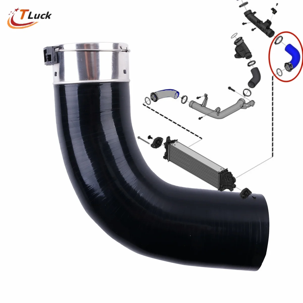 

1PC For Volvo S60 S90 XC60 XC90 V90 2017-2022 Car Silicone Charge Air Cooler Pipe Hose Tube OEM: 31657759 32222071