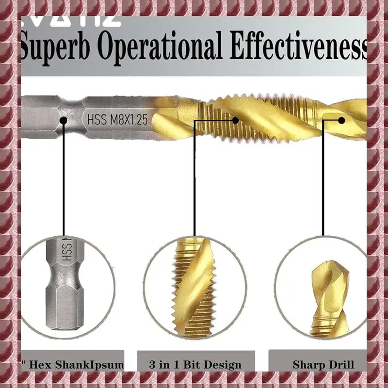 

A95G Drill Tap Set With Quick-Change Adapter Of 13Pcs, 6 SAE Sizes, 6 Metric Sizes, Combination Drill And Tap Set