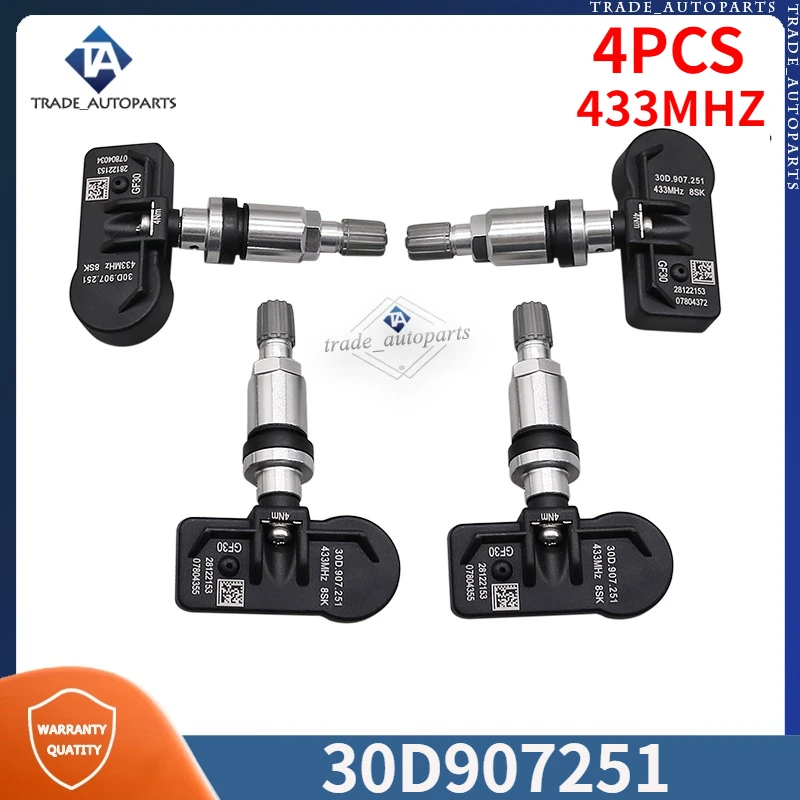 

30D907251 For Volkswagen Passat B8 Golf 7 Viloran Tiguan L Pro Tire Pressure Monitor System Sensor 4PCS TPMS 433MHZ