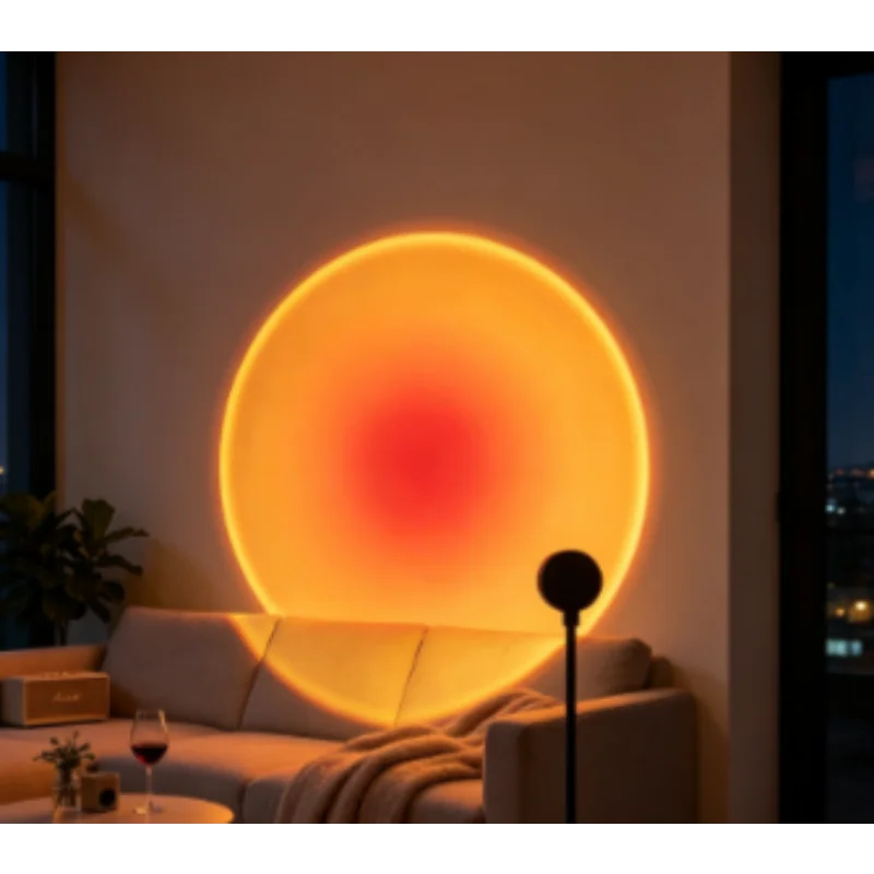 USB Powered Sunset Projection Lamp Atmosphere Mood Light Multi-Angle Rotatable for Living Room Bedroom Indoor Home Decor