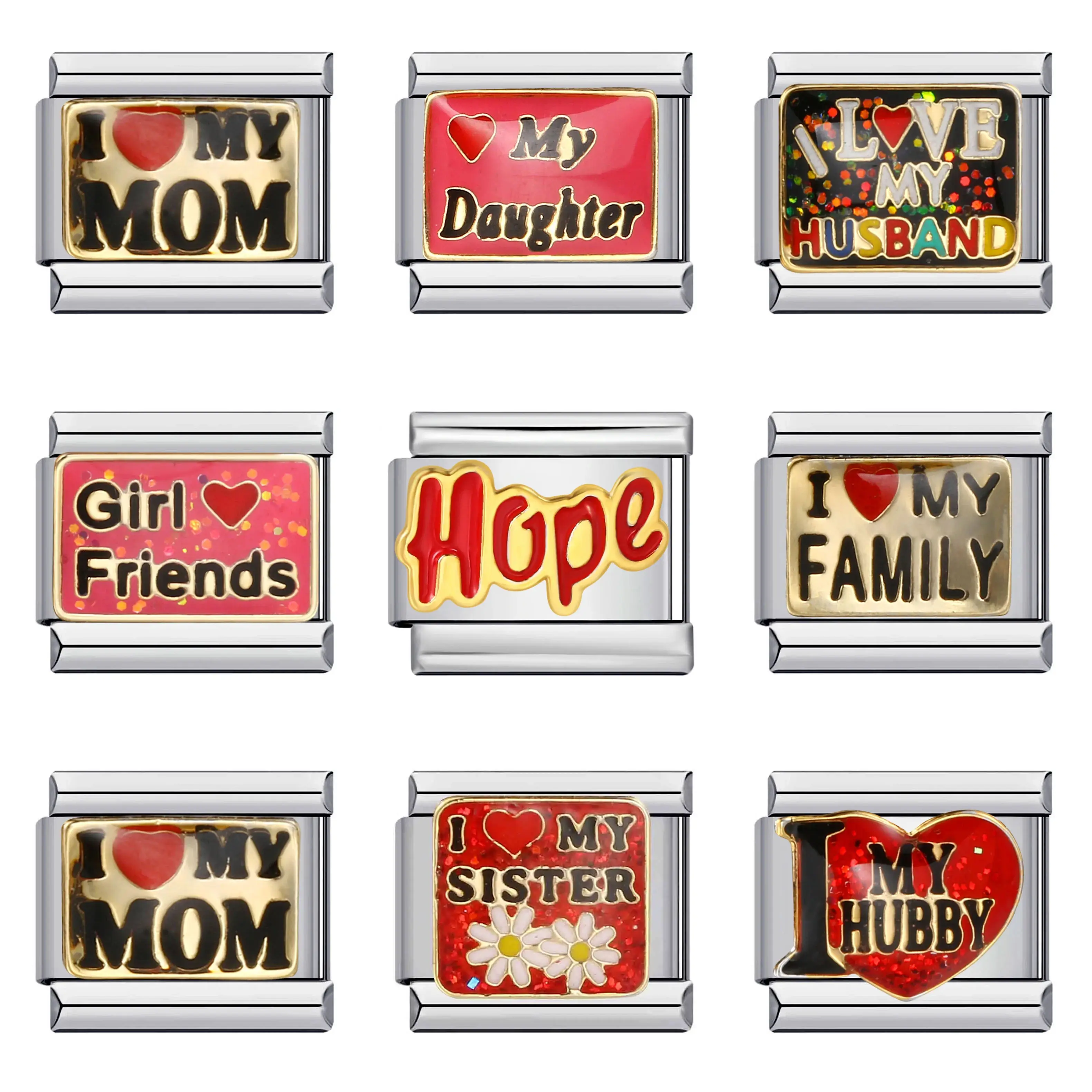 

I love my Family Brothers Sisters Charm Bracelet Stainless Steel 9mm Link Creative Beads DIY Making Elastic Italian Jewelry