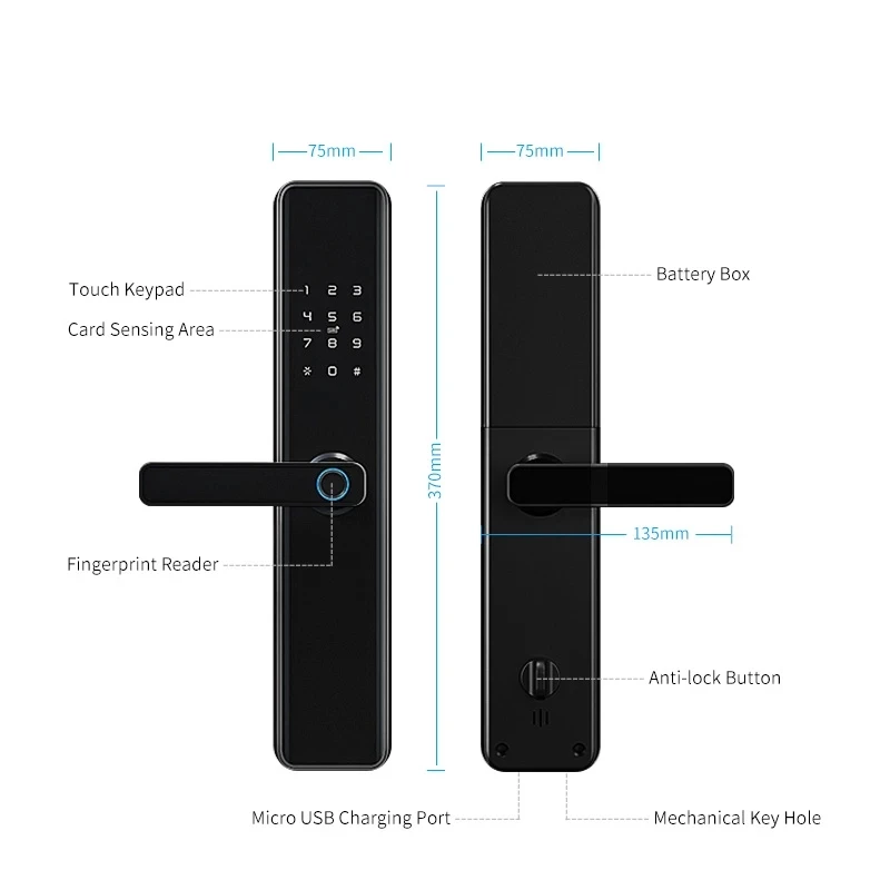 Electronic Door Lock Safety waterproof Wifi tt lock App bluetooth Smart Card Digital Keyless Code Fingerprint Lock For home