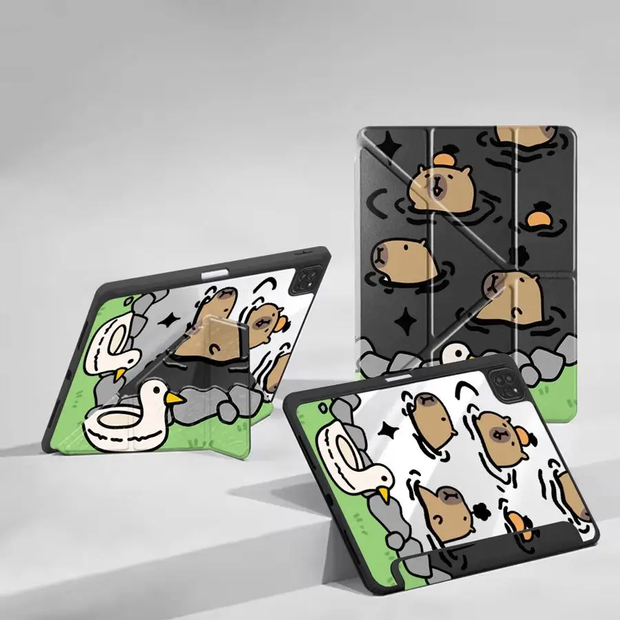 

Cute Capybara Cartoon Holder Cover Tablet Case For iPad Pro 11th 10th 9th 8th 7th 12.9inch Pro 2025 Air 4 5 M3 M2 1 2 M4 11inch
