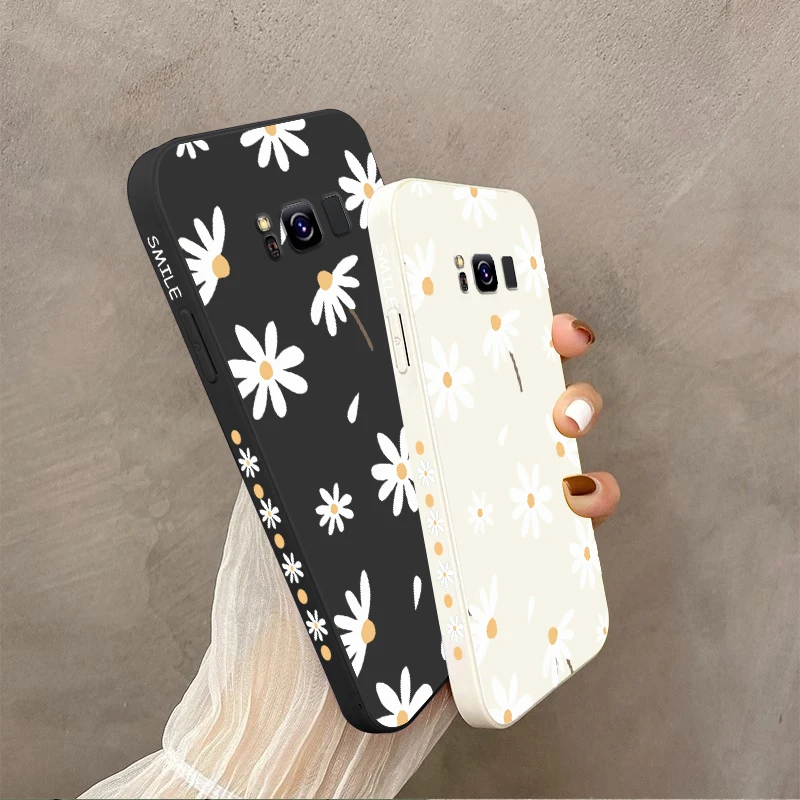 S8 White Sunflower Silicone Phone Case For Samsung Galaxy S8 Shatterproof Camera Protection Galaxy S8 Thin Soft Back Cover