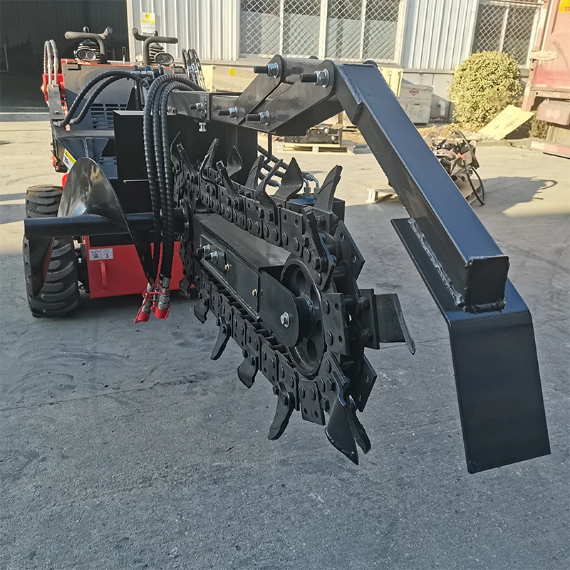Factory Supply Skid Steer Loader Trencher With Engine Gear Ditching Trenching Machine For Sale 120-160mm Width 800-1000mm Depth