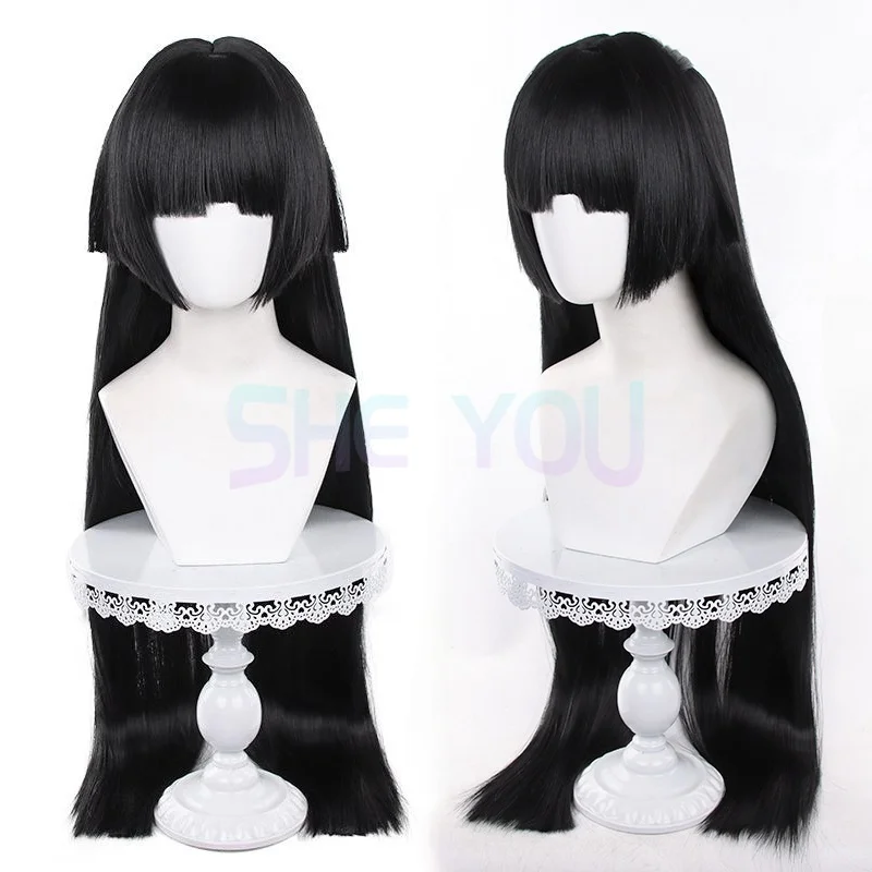 

Game Astra Yao Synthetic Wig Long 100cm Black Straight Hair Heat Resistant Hair Halloween Woman Wigs + Wig Cap