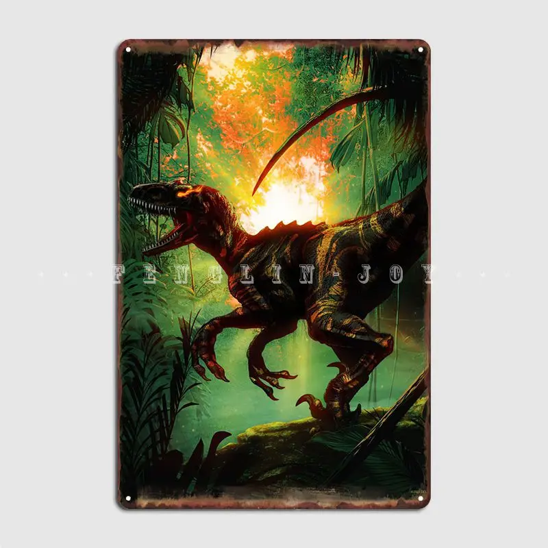 Velociraptor Metal Sign Club Party Home Custom Plates Tin Sign Poster